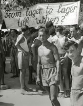 Camp de Poppendorf, Allemagne. Manifestation d'anciens passagers de l'Exodus