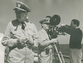 John Ford next to his chief-cameraman in the Pacific