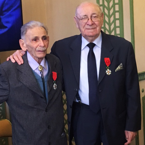 Addy Fuchs et Milo Adoner recevant la Légion d'Honneur en 2016