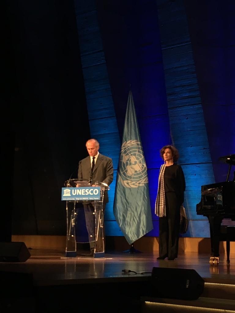 Audrey Azoulay, directive générale de l'Unesco et François Heilbronn, vice président du Mémorial de la Shoah